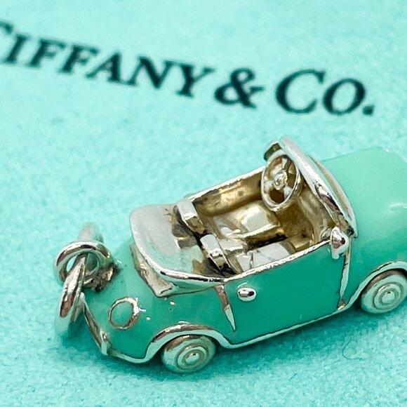 Tiffany & Co. Blue Enamel Convertible Car Charm Sterling Silver Pendant - Picture 7 of 16